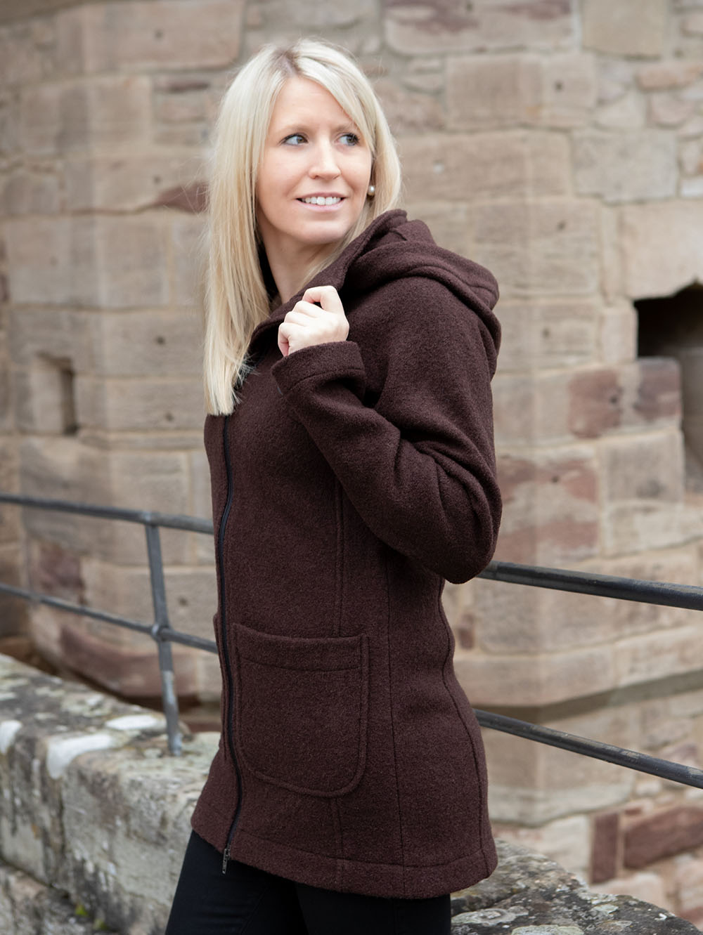Damen Wollmantel Lara - Chocolate outdoor 2