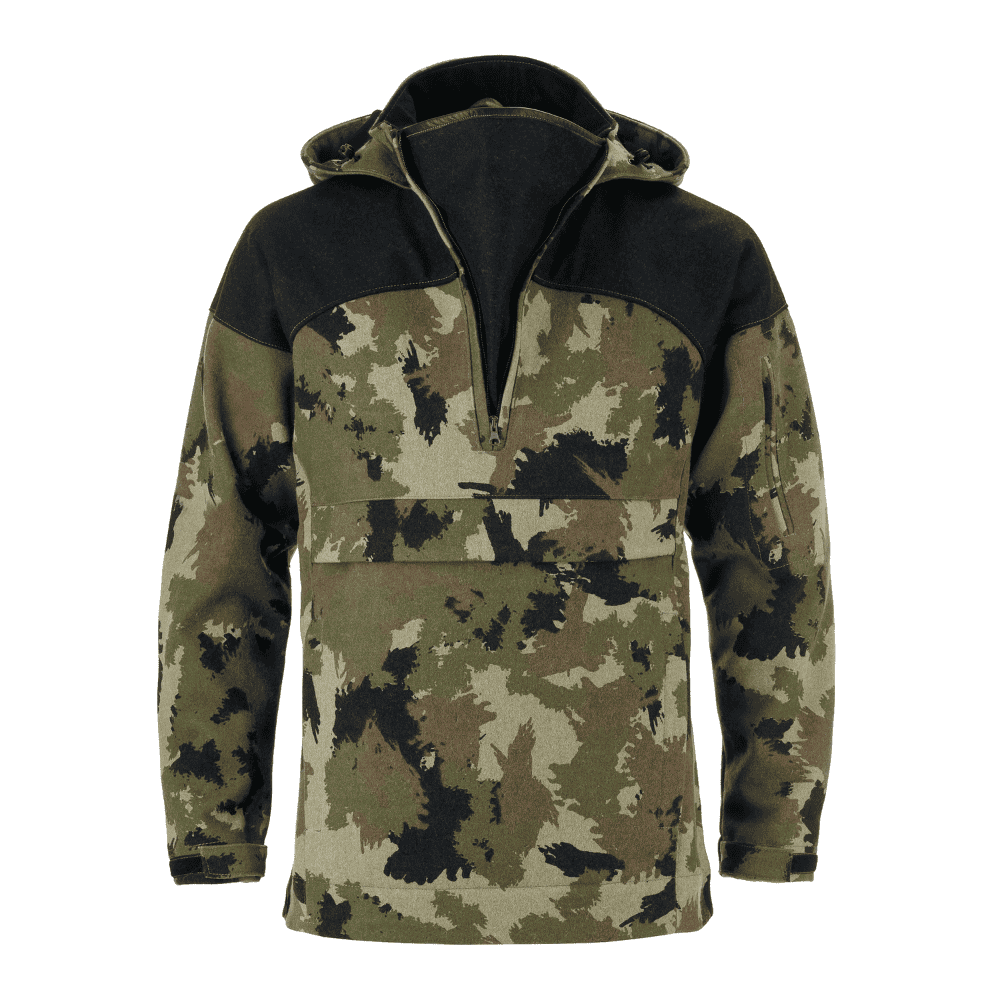 Gotland Pro Silent Forest - Loden Camo Anorak Vorderseite Reißverschluss offen