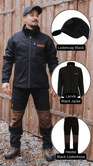 Herren Lodenjacke Larvik Black Kombi