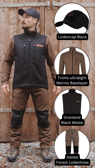 Grenland Black Classic - Herren Lodenweste Kombi